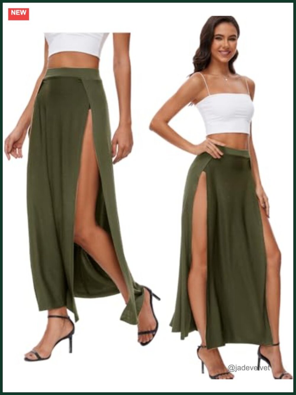 Women's Maxi Long Skirt Elastic Waist High Split Wrap Flowy Polyester Blend